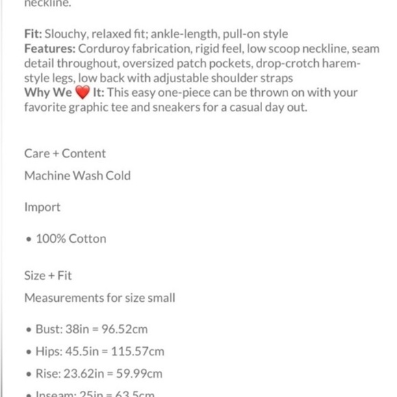 Free People High Roller Corduroy Jumpsuit smoke and pet free home, worn once - Picture 2 of 3